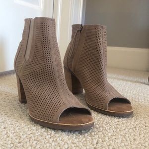 Toms Peep Toe Taupe Booties